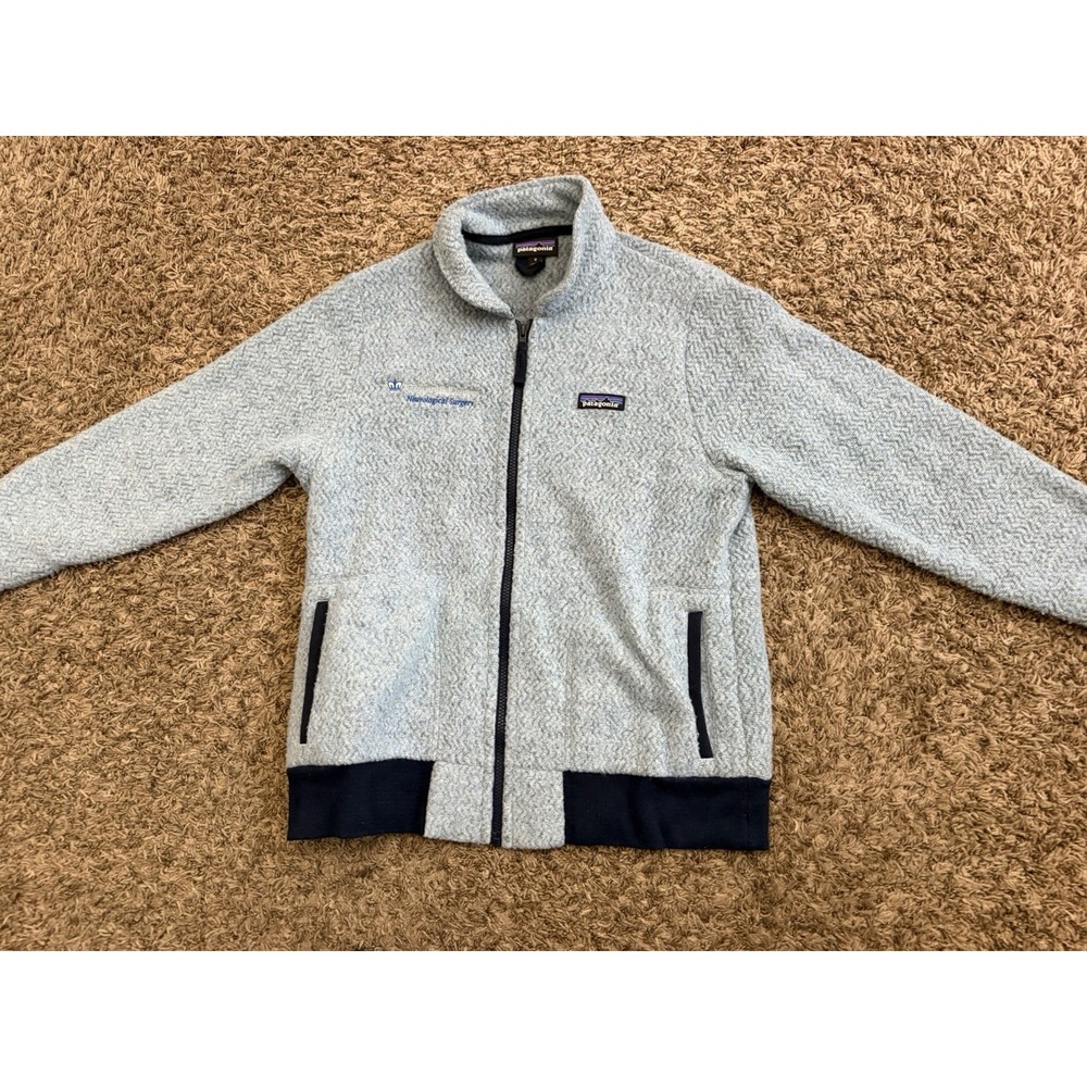 Patagonia Women's Blue Woolyester Full Zip Up Fleece Jacket W/ Logo Size Medium